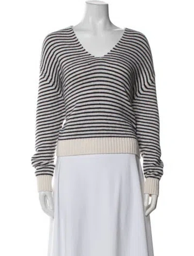 Pre-owned Allude Virgin Wool Striped Sweater In Neutral