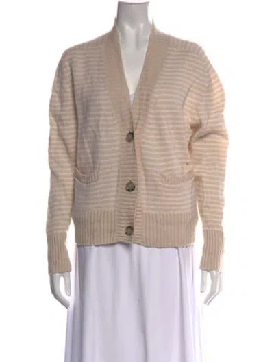 Pre-owned Allude Virgin Wool Striped Sweater In Neutrals