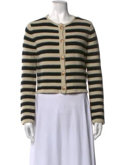 Pre-owned Allude Virgin Wool Striped Sweater In Neutrals
