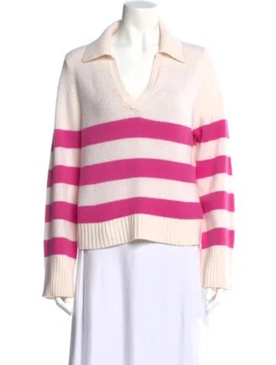 Pre-owned Allude Virgin Wool Striped Sweater In Pink