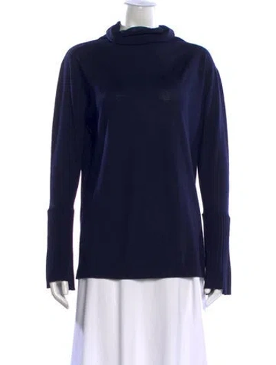 Pre-owned Allude Virgin Wool Turtleneck Sweater In Blue