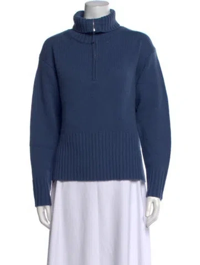 Pre-owned Allude Virgin Wool Turtleneck Sweater In Blue
