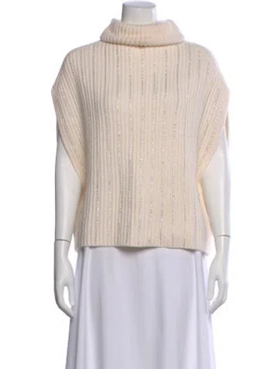 Pre-owned Allude Virgin Wool Turtleneck Sweater In Neutral