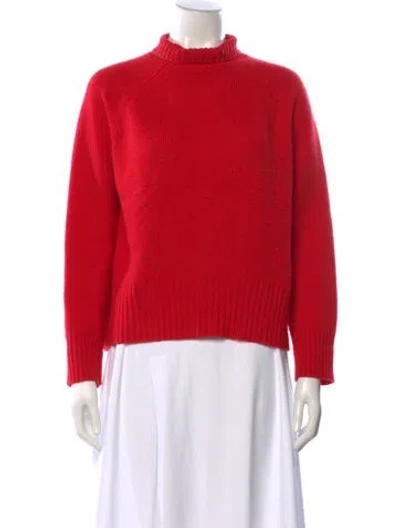 Pre-owned Allude Virgin Wool Turtleneck Sweater In Red