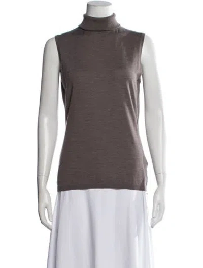 Pre-owned Allude Virgin Wool Turtleneck Top In Neutrals