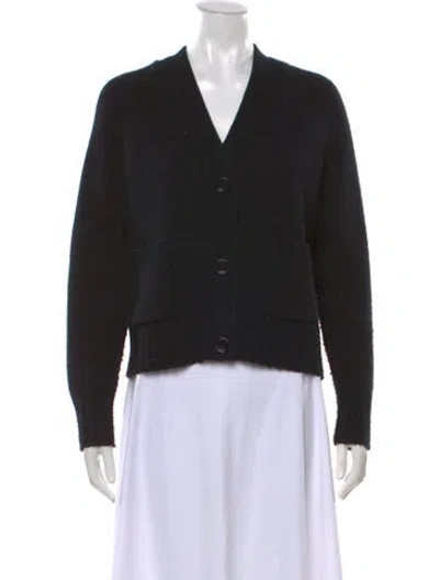 Pre-owned Allude Virgin Wool V-neck Sweater In Black