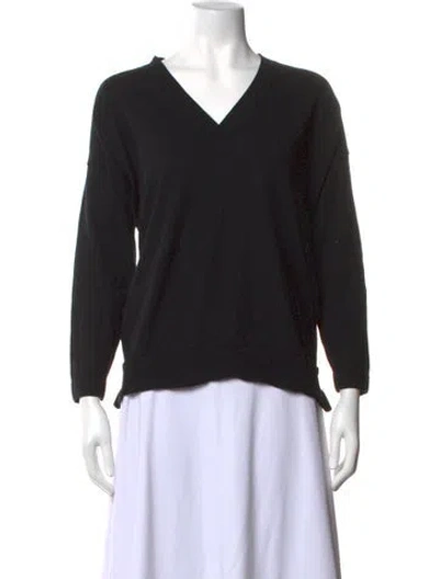 Pre-owned Allude Virgin Wool V-neck Sweater In Black
