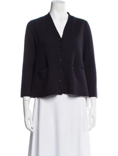 Pre-owned Allude Virgin Wool V-neck Sweater In Blue