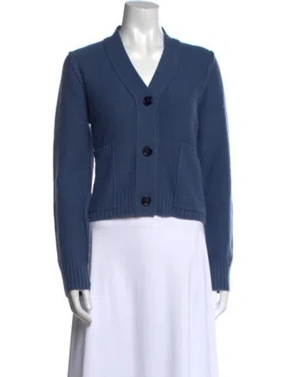 Pre-owned Allude Virgin Wool V-neck Sweater In Blue