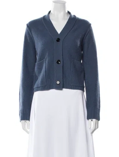 Pre-owned Allude Virgin Wool V-neck Sweater In Blue