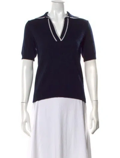 Pre-owned Allude Virgin Wool V-neck Sweater In Blue