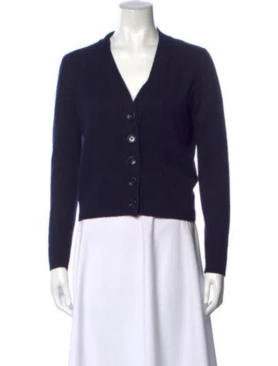Pre-owned Allude Virgin Wool V-neck Sweater In Blue