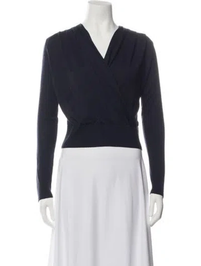 Pre-owned Allude Virgin Wool V-neck Sweater In Blue