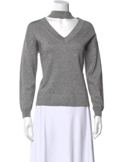 Pre-owned Allude Virgin Wool V-neck Sweater In Gray