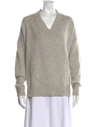 Pre-owned Allude Virgin Wool V-neck Sweater In Gray