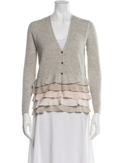 Pre-owned Allude Virgin Wool V-neck Sweater In Gray