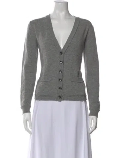 Pre-owned Allude Virgin Wool V-neck Sweater In Gray