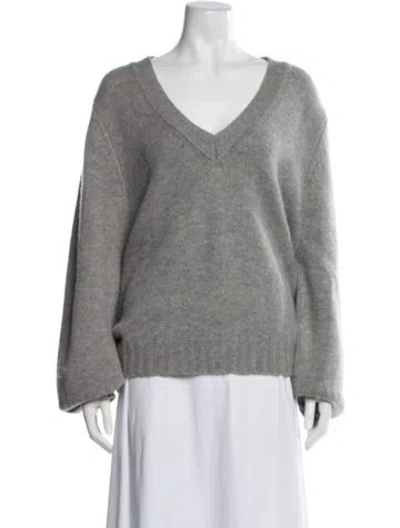 Pre-owned Allude Virgin Wool V-neck Sweater In Gray