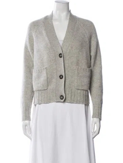 Pre-owned Allude Virgin Wool V-neck Sweater In Grey