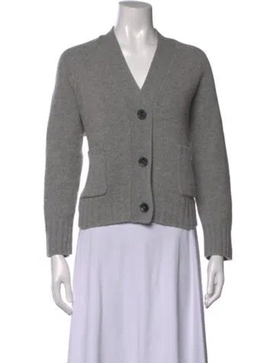 Pre-owned Allude Virgin Wool V-neck Sweater In Grey