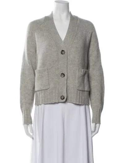 Pre-owned Allude Virgin Wool V-neck Sweater In Grey