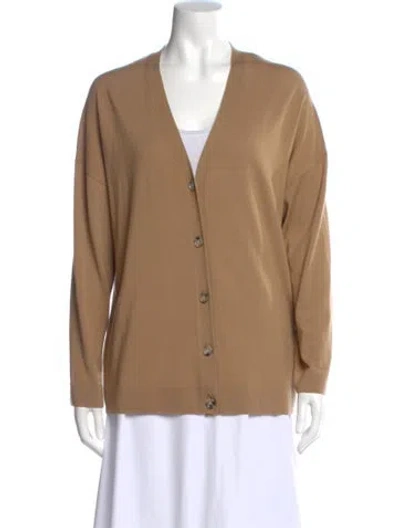 Pre-owned Allude Virgin Wool V-neck Sweater In Neutral