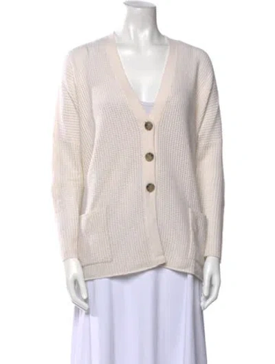 Pre-owned Allude Virgin Wool V-neck Sweater In Neutral