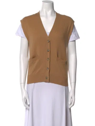 Pre-owned Allude Virgin Wool V-neck Sweater In Neutral