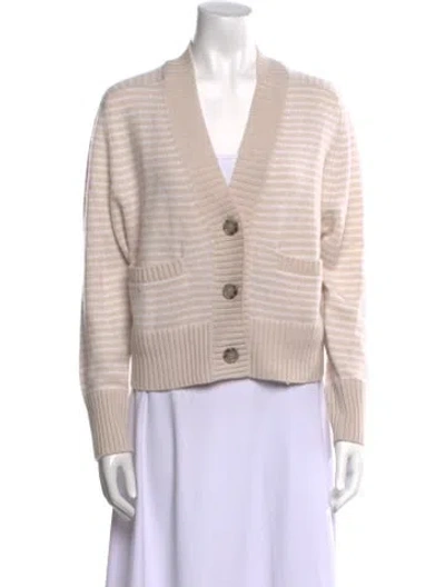 Pre-owned Allude Virgin Wool V-neck Sweater In Neutral