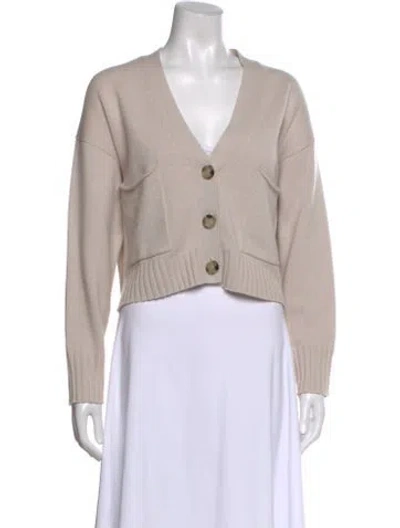 Pre-owned Allude Virgin Wool V-neck Sweater In Neutral