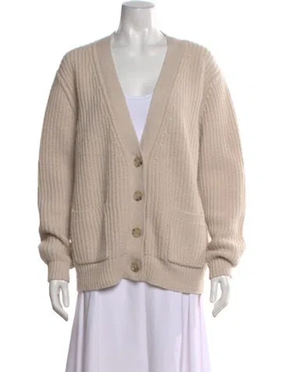 Pre-owned Allude Virgin Wool V-neck Sweater In Neutral