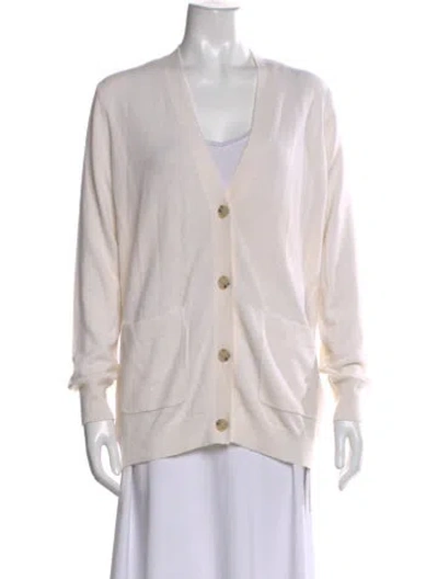 Pre-owned Allude Virgin Wool V-neck Sweater In Neutral