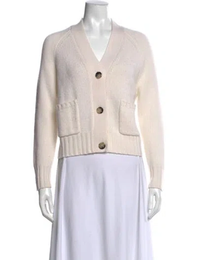 Pre-owned Allude Virgin Wool V-neck Sweater In Neutral