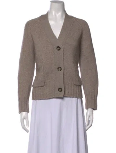 Pre-owned Allude Virgin Wool V-neck Sweater In Neutrals