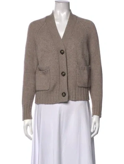 Pre-owned Allude Virgin Wool V-neck Sweater In Neutrals