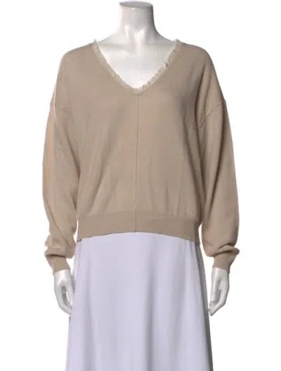 Pre-owned Allude Virgin Wool V-neck Sweater In Neutrals