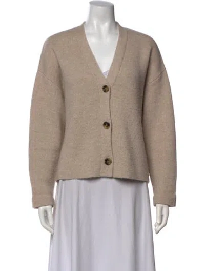 Pre-owned Allude Virgin Wool V-neck Sweater In Neutrals