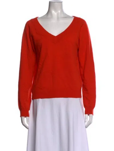 Pre-owned Allude Virgin Wool V-neck Sweater In Orange