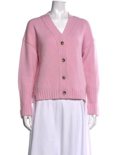 Pre-owned Allude Virgin Wool V-neck Sweater In Pink