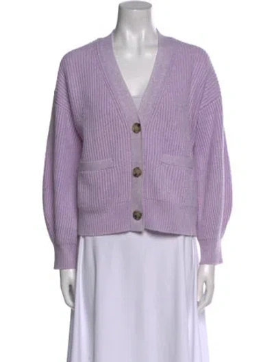 Pre-owned Allude Virgin Wool V-neck Sweater In Purple