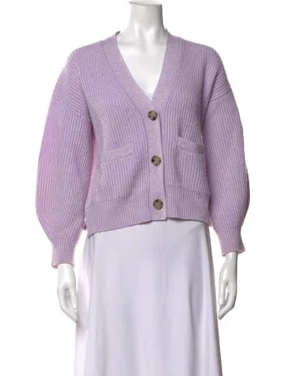Pre-owned Allude Virgin Wool V-neck Sweater In Purple