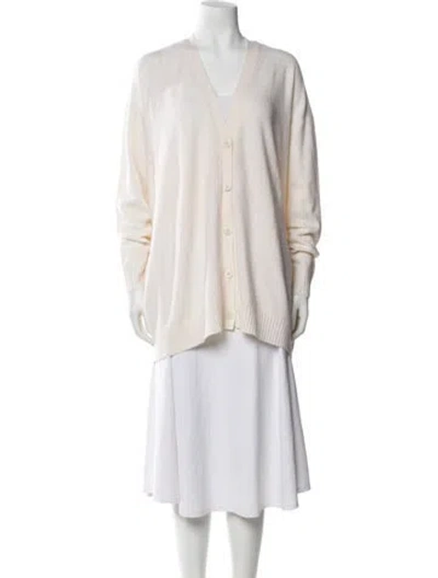 Pre-owned Allude Virgin Wool V-neck Sweater W/ Tags In Neutral