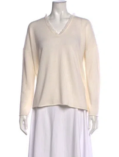 Pre-owned Allude Virgin Wool V-neck Sweater W/ Tags In Neutral