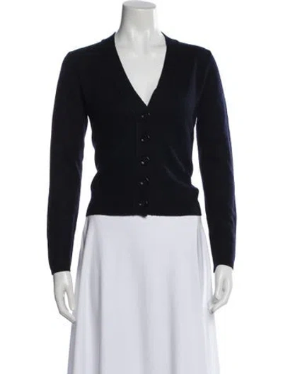 Pre-owned Allude Virgin Wool V-neck Top In Blue