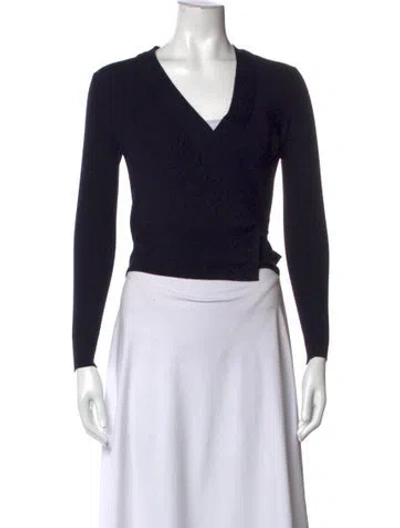 Pre-owned Allude Virgin Wool V-neck Top In Blue