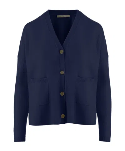 Allude V-neck Button Cardigan Sweater In Black