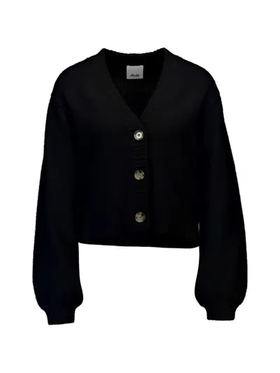 Allude V-neck Button-up Cardigan In Black