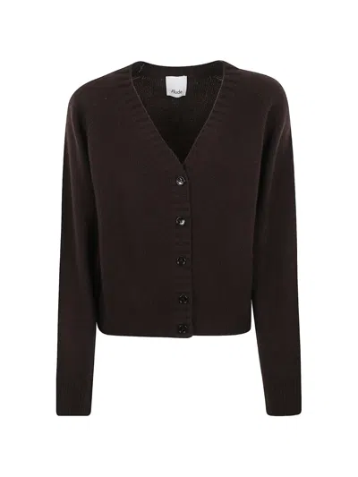 Allude V-neck Cashmere Cardigan In Brown