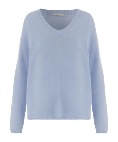 Allude V-neck Cashmere Sweater In Blue