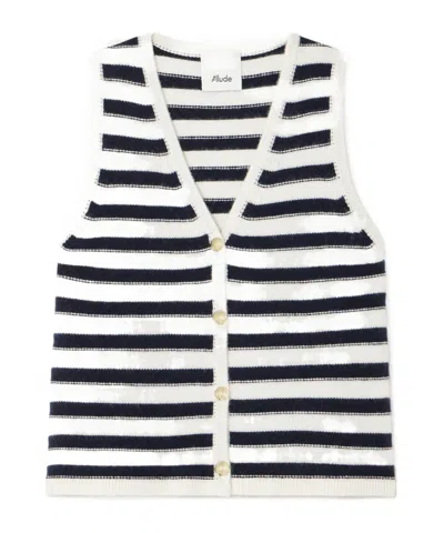 Allude V-neck Knit Vest In Black